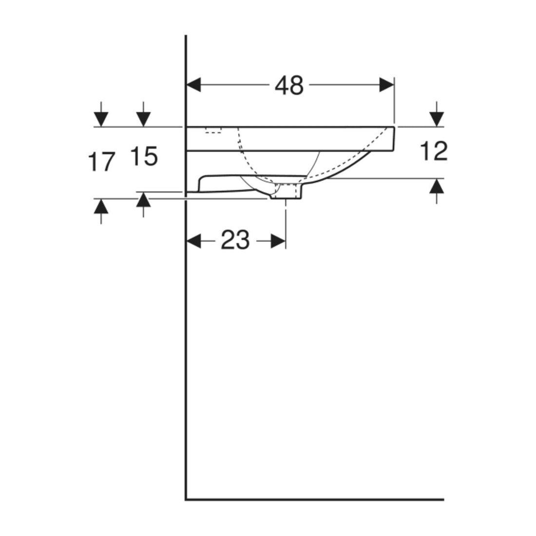 Geberit Double vasque Acanto 120x48,2 cm, avec trop-plein, blanc