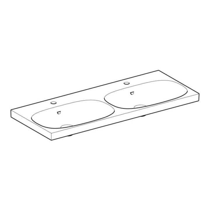 Geberit Double vasque Acanto 120x48,2 cm, avec trop-plein, blanc