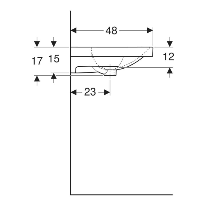 Geberit Double vasque Acanto 120x48,2 cm, avec trop-plein, sans robinet, blanc K-Tect