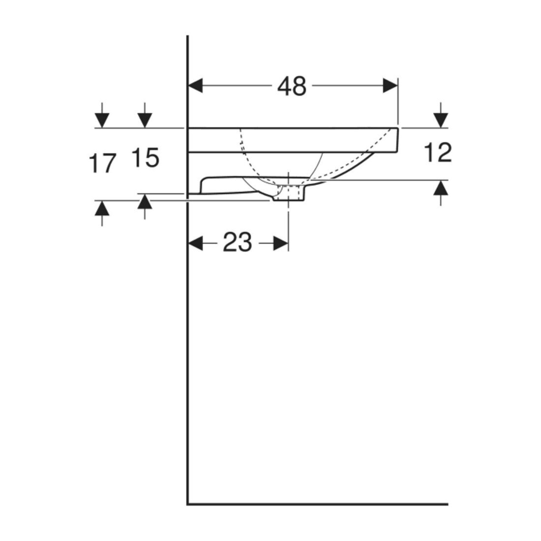 Geberit Double vasque Acanto 120x48,2 cm, avec trop-plein, sans robinet, blanc K-Tect