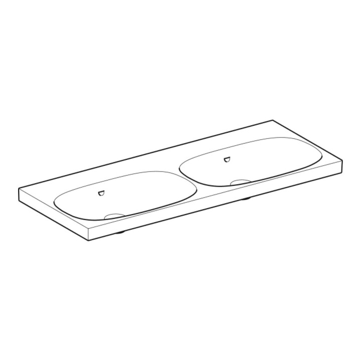 Geberit Double vasque Acanto 120x48,2 cm, avec trop-plein, sans robinet, blanc K-Tect