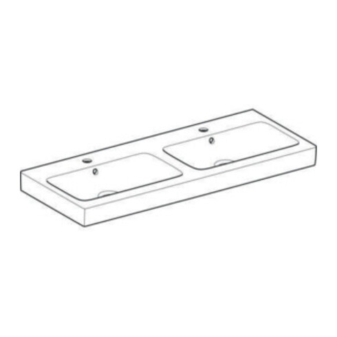 Geberit Double vasque iCon 120x48,5 cm, avec robinet, trop-plein, blanc