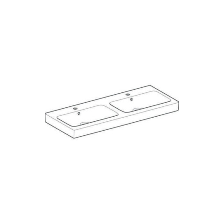 Geberit Double vasque iCon 120x48,5 cm, avec robinet, trop-plein, blanc