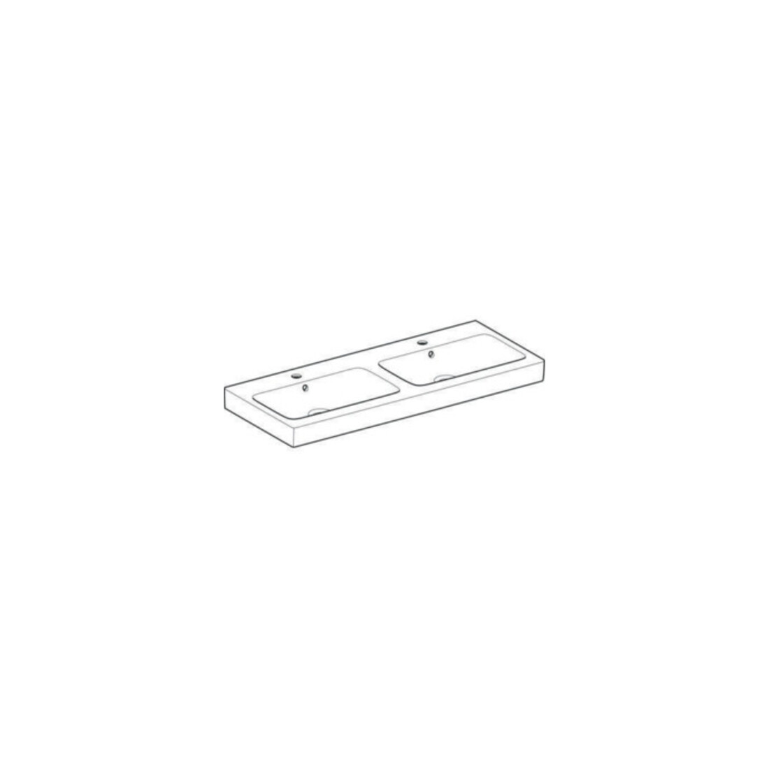 Geberit Double vasque iCon 120x48,5 cm, avec robinet, trop-plein, blanc