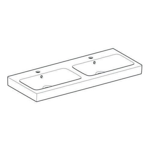 Geberit Double vasque iCon 120x48,5 cm, avec robinet, trop-plein, blanc