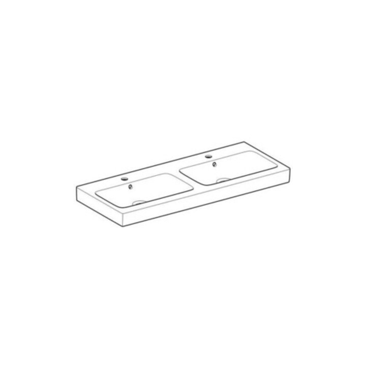 Geberit Double vasque iCon 120x48,5 cm, avec robinet, trop-plein, blanc