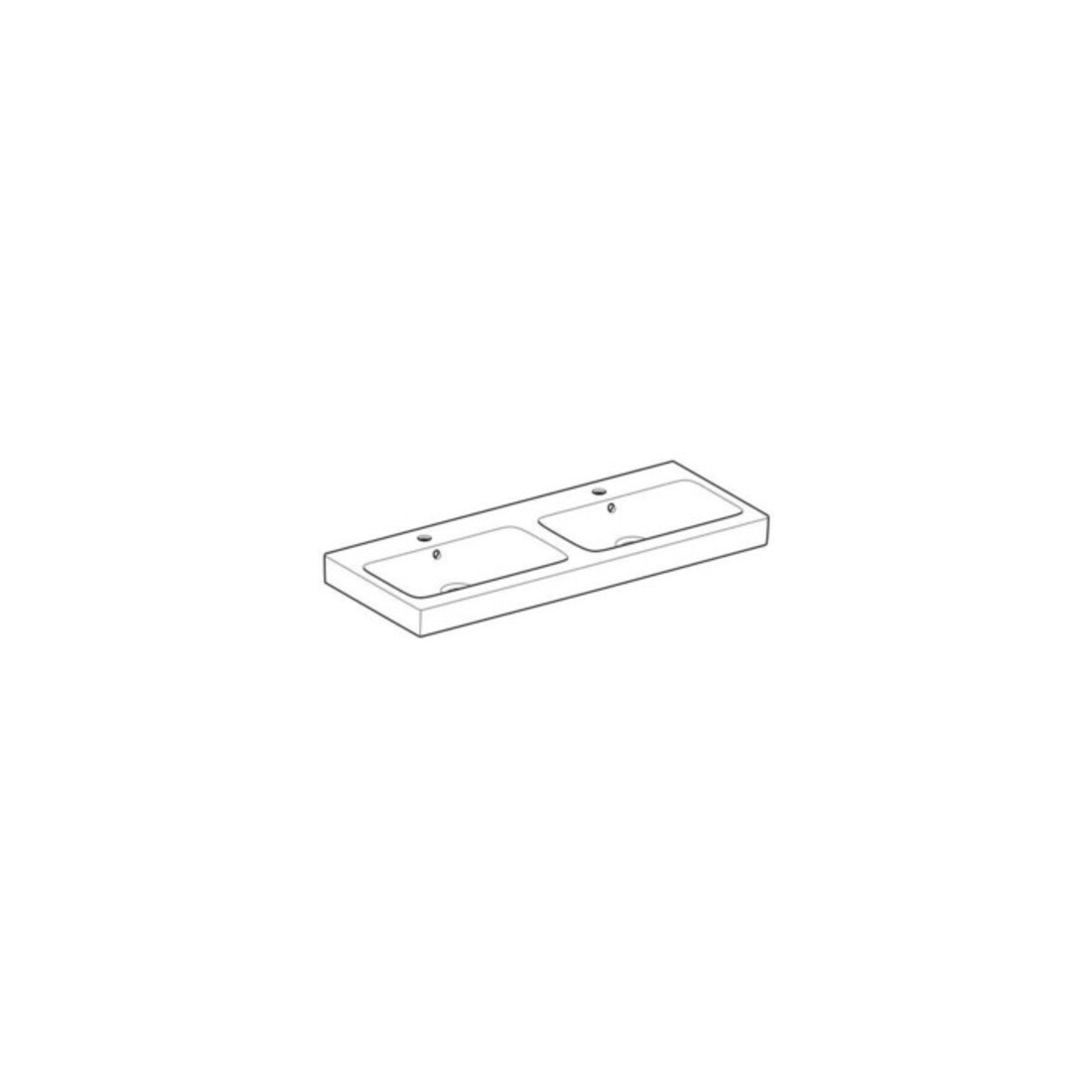 Geberit Double vasque iCon 120x48,5 cm, avec robinet, trop-plein, blanc