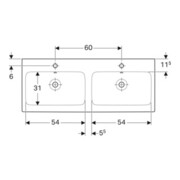 Geberit Double vasque iCon 120x48,5 cm, avec robinet, trop-plein, blanc-4