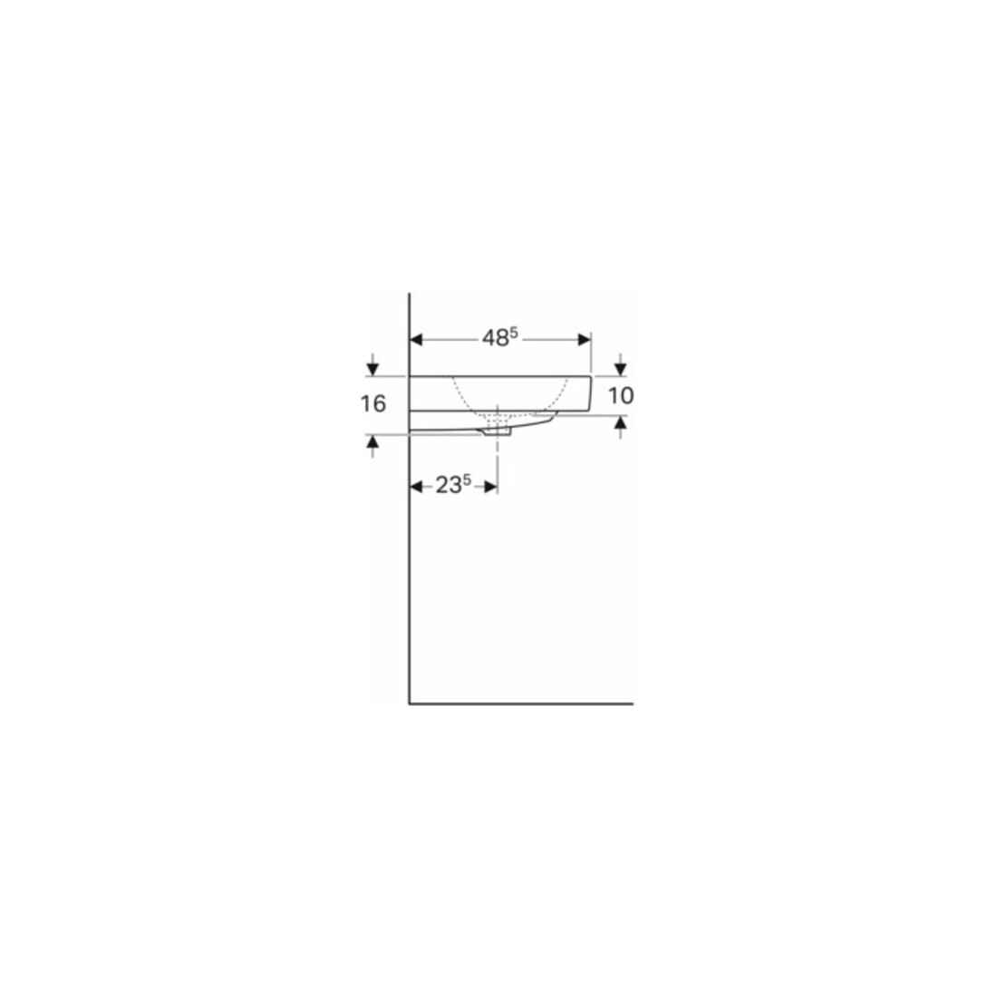 Geberit Double vasque iCon 120x48,5 cm, avec robinet, trop-plein, blanc