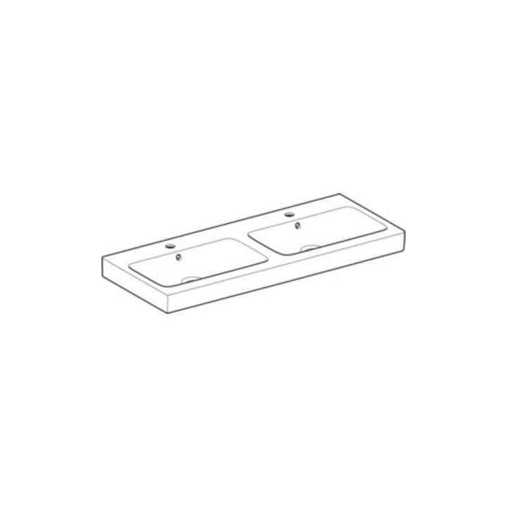 Geberit Double vasque iCon 120x48,5 cm, avec robinet, trop-plein, blanc