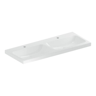 Geberit Double vasque iCon 120x48 cm, mitigeur, sans trop-plein, blanc