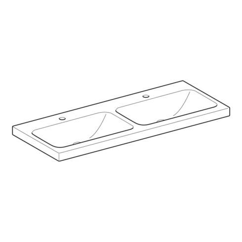Geberit Double vasque iCon 120x48 cm, mitigeur, sans trop-plein, blanc