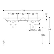Geberit Double vasque iCon 120x48 cm, robinetterie intégrée, sans trop-plein, blanc K-Tect-5