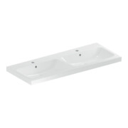 Geberit Double vasque iCon 120x48 cm, robinetterie milieu, avec trop-plein, blanc