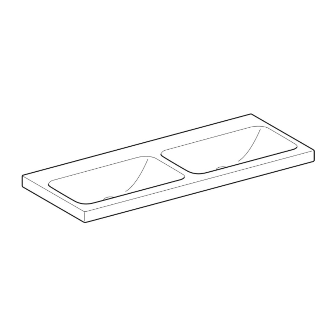 Geberit Double vasque iCon 120x48 cm, sans robinet, sans trop-plein, blanc