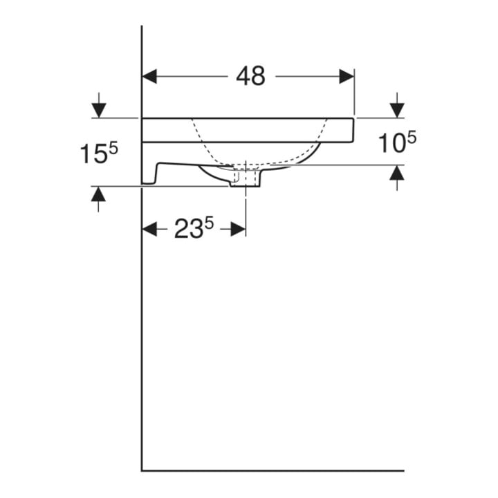 Geberit Double vasque iCon 120x48 cm, sans robinet, sans trop-plein, blanc