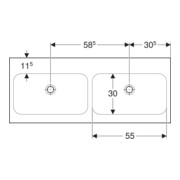 Geberit Double vasque iCon 120x48 cm, sans robinet, sans trop-plein, blanc KeraTect-4