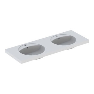 Geberit Double vasque Preciosa 130x55 cm, avec trou de robinet, trop-plein, blanc