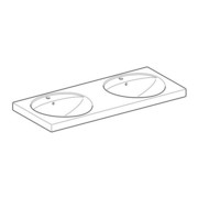 Geberit Double vasque Preciosa 130x55 cm, avec trou de robinet, trop-plein, blanc-2