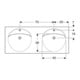 Geberit Double vasque Preciosa 130x55 cm, avec trou de robinet, trop-plein, blanc