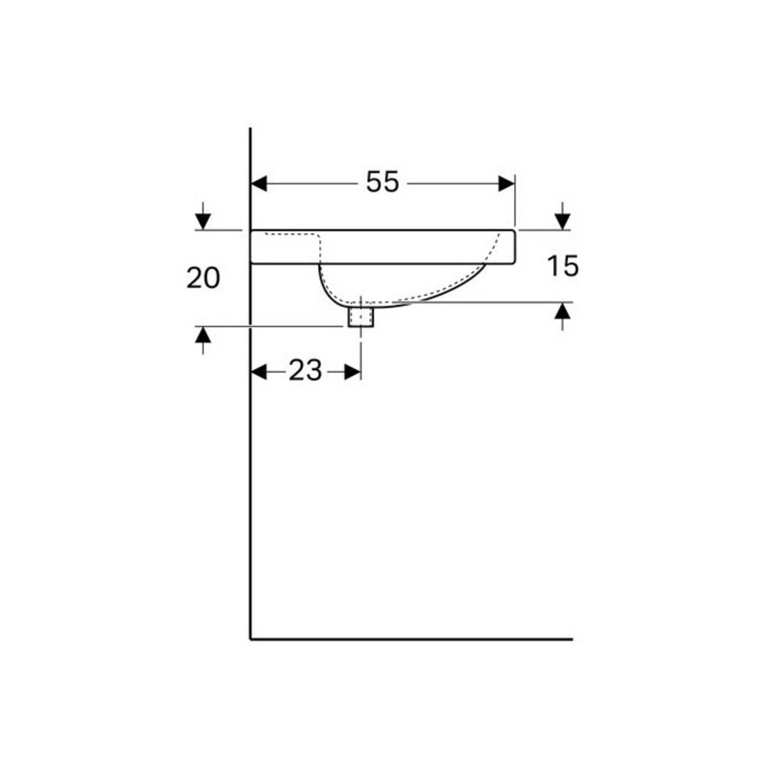 Geberit Double vasque Preciosa 130x55 cm, avec trou de robinet, trop-plein, blanc