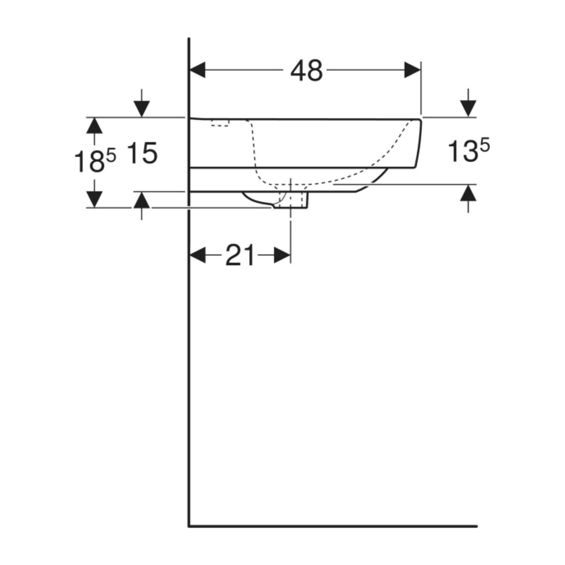 Geberit Double vasque Renova Plan 130x48 cm, mitigeur, sans trop-plein, blanc K-Tect