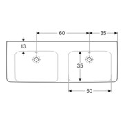 Geberit Double vasque Renova Plan 130x48 cm, sans robinet, avec trop-plein, blanc-4