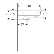 Geberit Double vasque Renova Plan 130x48 cm, sans robinet, avec trop-plein, blanc-5