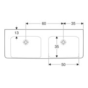 Geberit Double vasque Renova Plan 130x48cm, sans robinet, sans trop-plein, blanc-4