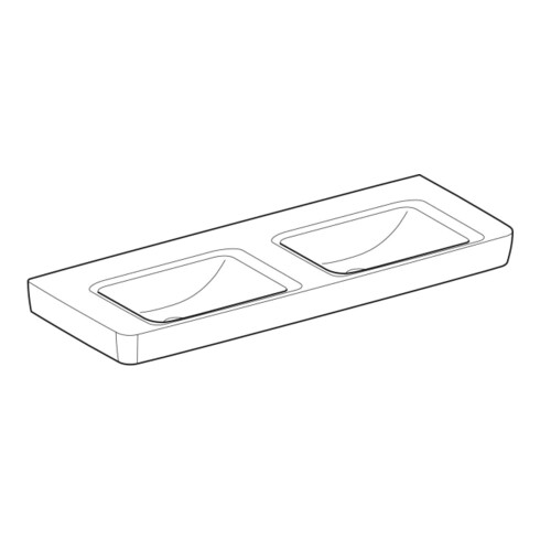 Geberit Double vasque Renova Plan 130x48cm, sans robinet, sans trop-plein, blanc