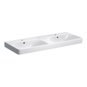 Geberit Double vasque Smyle Square 120x48 cm, avec trou de robinet, trop-plein, blanc
