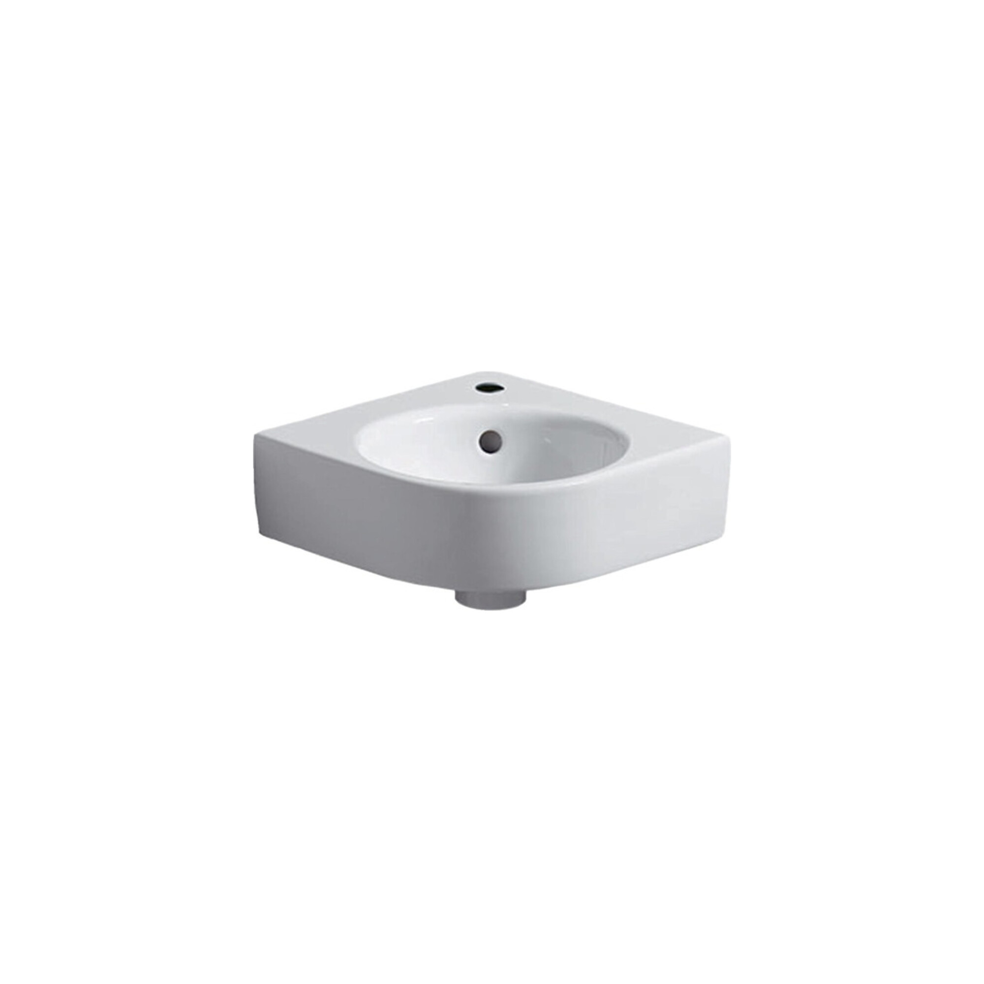 Geberit Eck-Handwaschbecken Renova Compact 45x39,5cm, m Hahnl., mit Überlauf, weiß