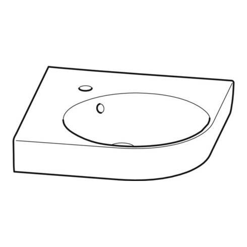 Geberit Eck-Handwaschbecken Renova Compact 45x39,5cm, m Hahnl., mit Überlauf, weiß