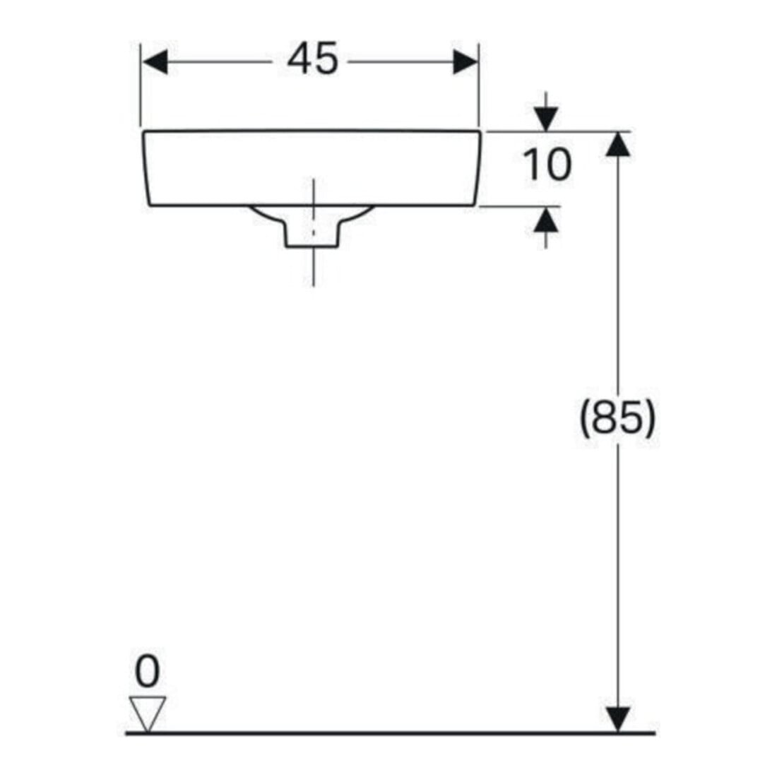 Geberit Eck-Handwaschbecken Renova Compact 45x39,5cm, m Hahnl., mit Überlauf, weiß