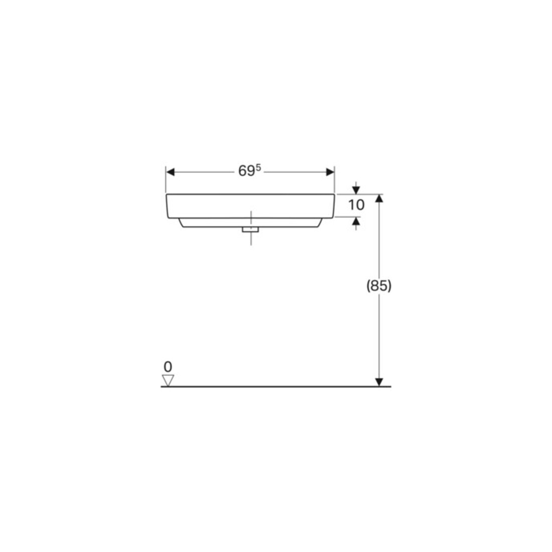 Geberit Eck-Waschtisch Renova Compact 69,5x61,5cm, m Hahnl., m Überlauf, weiß