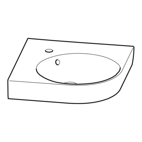 Geberit Eck-Waschtisch Renova Compact 69,5x61,5cm, m Hahnl., m Überlauf, weiß