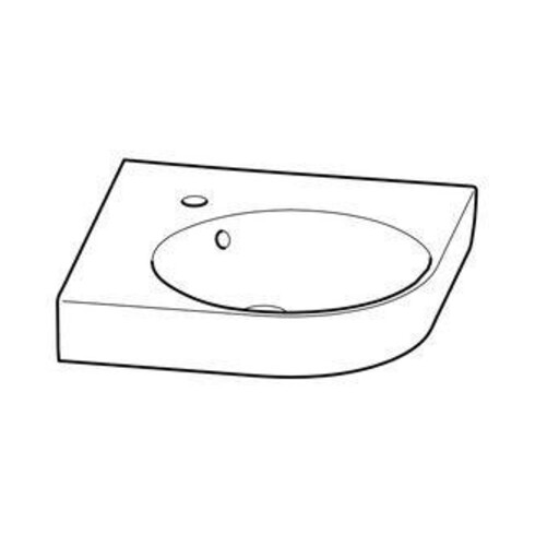 Geberit Eck-Waschtisch Renova Compact 69,5x61,5cm, m Hahnl., m Überlauf, weiß