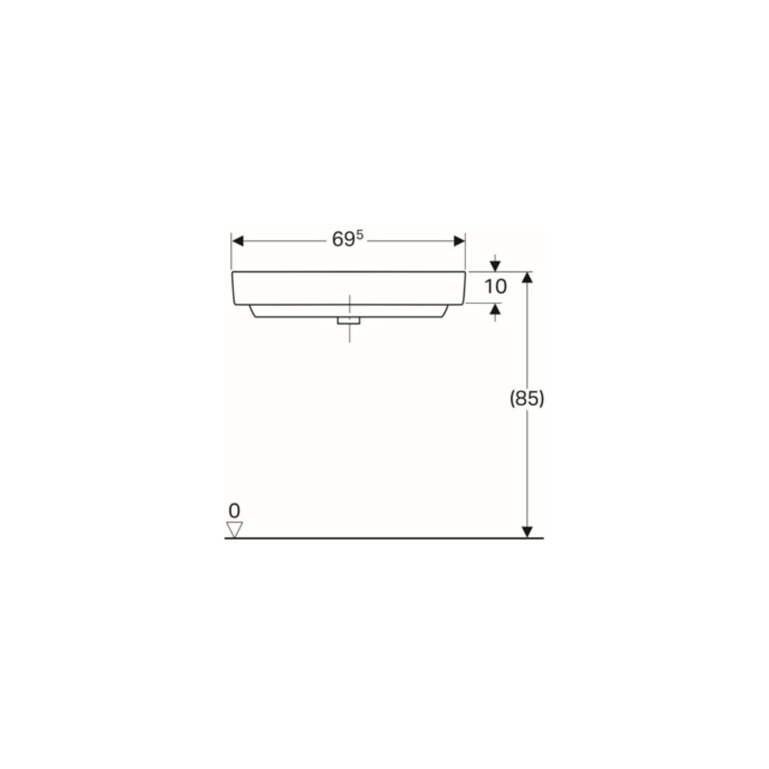 Geberit Eck-Waschtisch Renova Compact 69,5x61,5cm, m Hahnl., m Überlauf, weiß