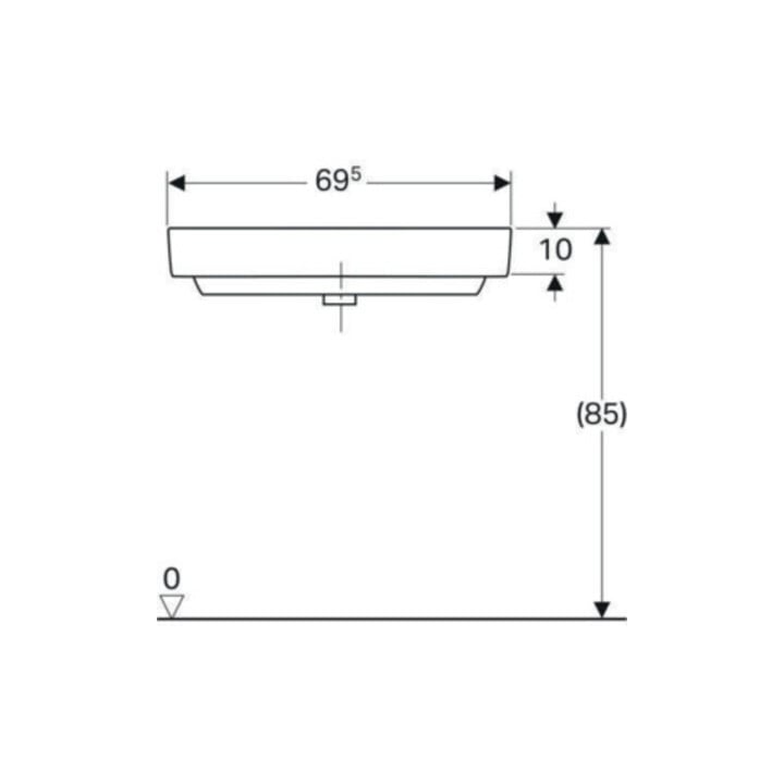 Geberit Eck-Waschtisch Renova Compact 69,5x61,5cm, m Hahnl., m Überlauf, weiß