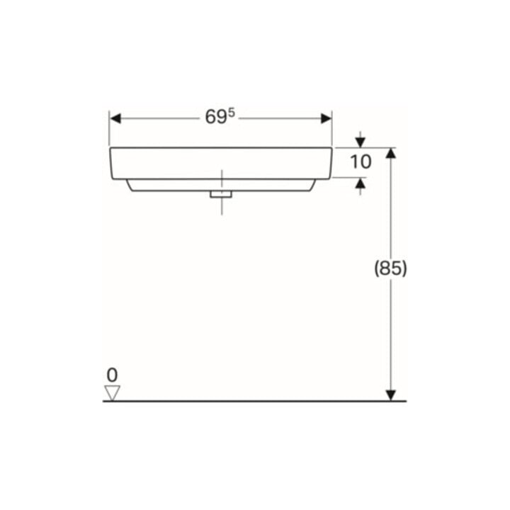Geberit Eck-Waschtisch Renova Compact 69,5x61,5cm, m Hahnl., m Überlauf, weiß