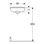 Geberit Eckhandwaschbecken FIDELIO Schenkellänge 270 mm, mit Überlauf, mit Hahnloch weiß-2