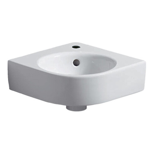 Geberit Eck-Handwaschbecken Renova Compact 45x39,5cm, m Hahnl., mit Überlauf, weiß