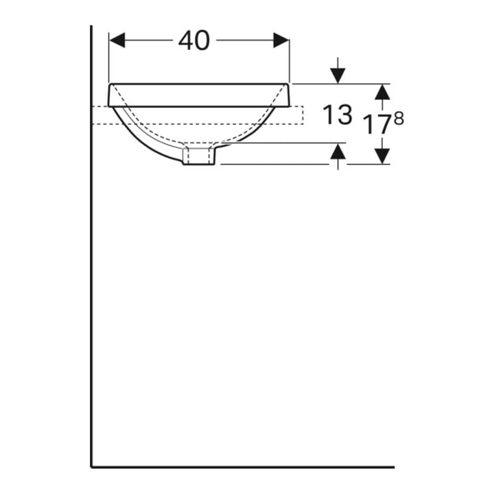 Geberit Einbauwaschtisch VariForm 50x40cm, o Hahnl., m ÜL, ov., we. K-Tect