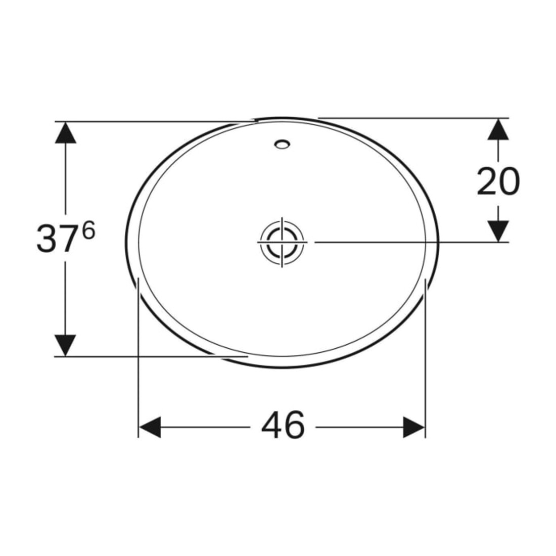 Geberit Einbauwaschtisch VariForm 50x40cm, o HL, m Ü, ov., US glas. / we.