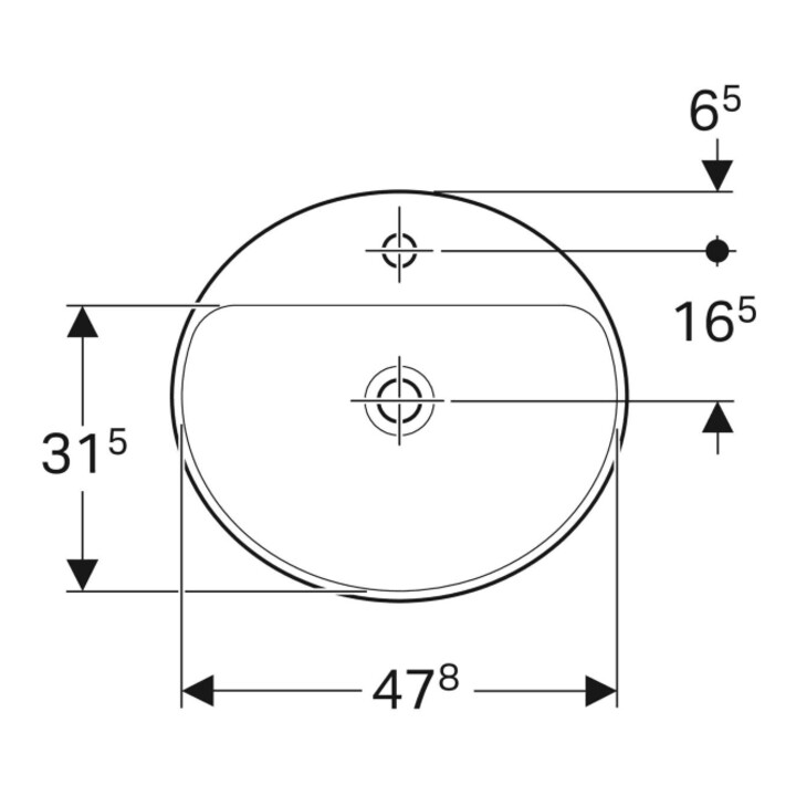 Geberit Einbauwaschtisch VariForm 50x45cm, m HLB, o. ÜL, ov., we. K-Tect