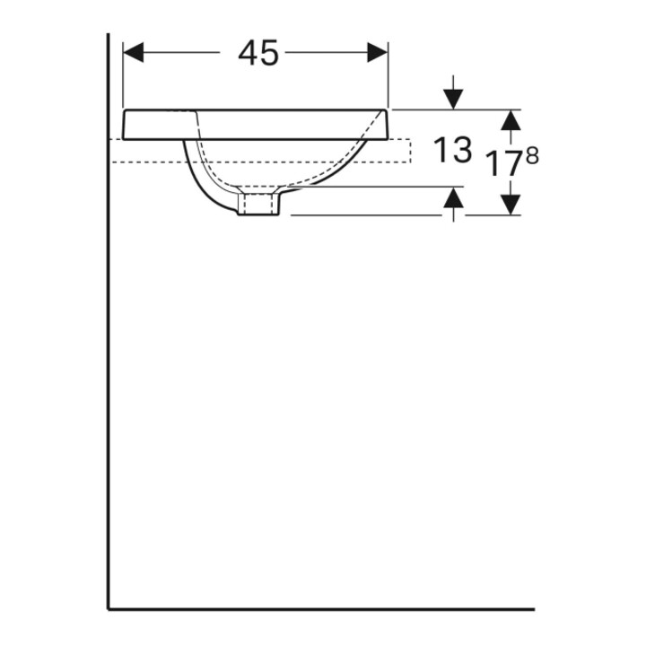 Geberit Einbauwaschtisch VariForm 50x45cm, m HLB, o. ÜL, ov., we. K-Tect