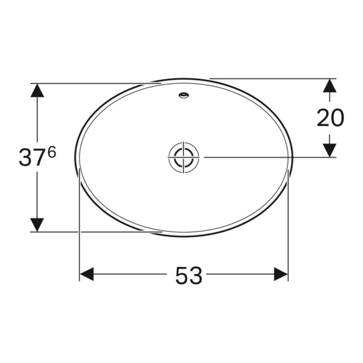 Geberit Einbauwaschtisch VariForm 55x40cm, o HL, m Ü, ov., US glas. / we.