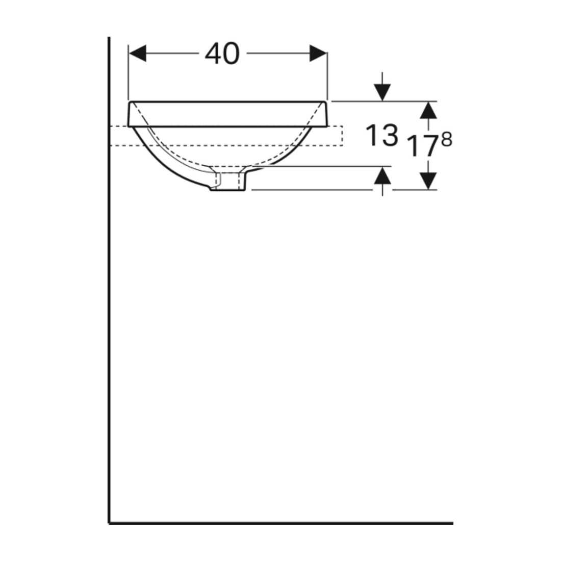 Geberit Einbauwaschtisch VariForm 55x40cm, o HL, m Ü, ov., US glas. / we.