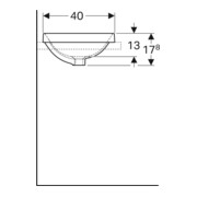 Geberit Einbauwaschtisch VariForm 55x40cm, o HL, m Ü, re, US glas. / we.-4