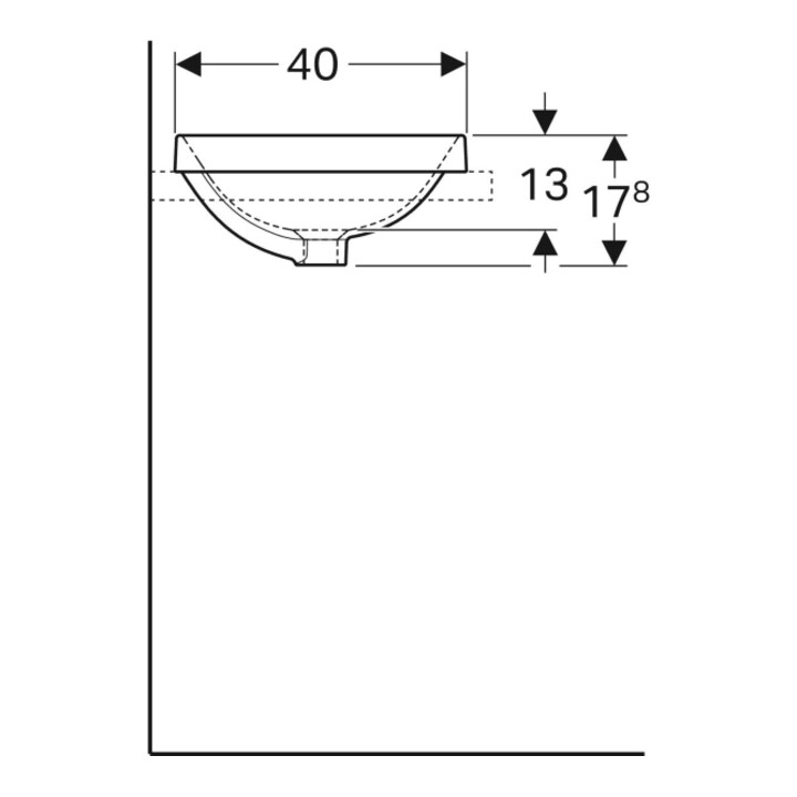 Geberit Einbauwaschtisch VariForm 55x40cm, o HL, m ÜL, recht., we. K-Tect